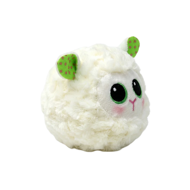 Ty Beanie Bouncers Flouncey Lamb plush angled front view with green spotted ears and pink cheeks