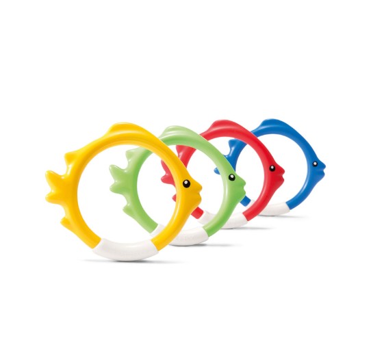 Set of four colorful underwater fish ring toys for pools, Ireland