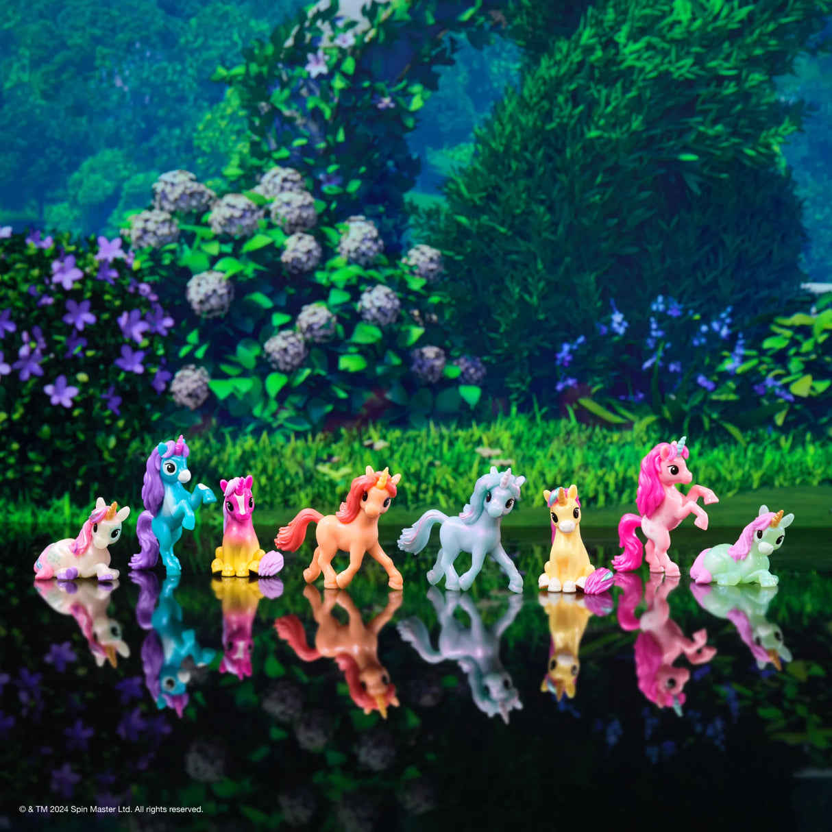 Full collection of Unicorn Academy baby unicorn figures displayed outdoors – Ireland