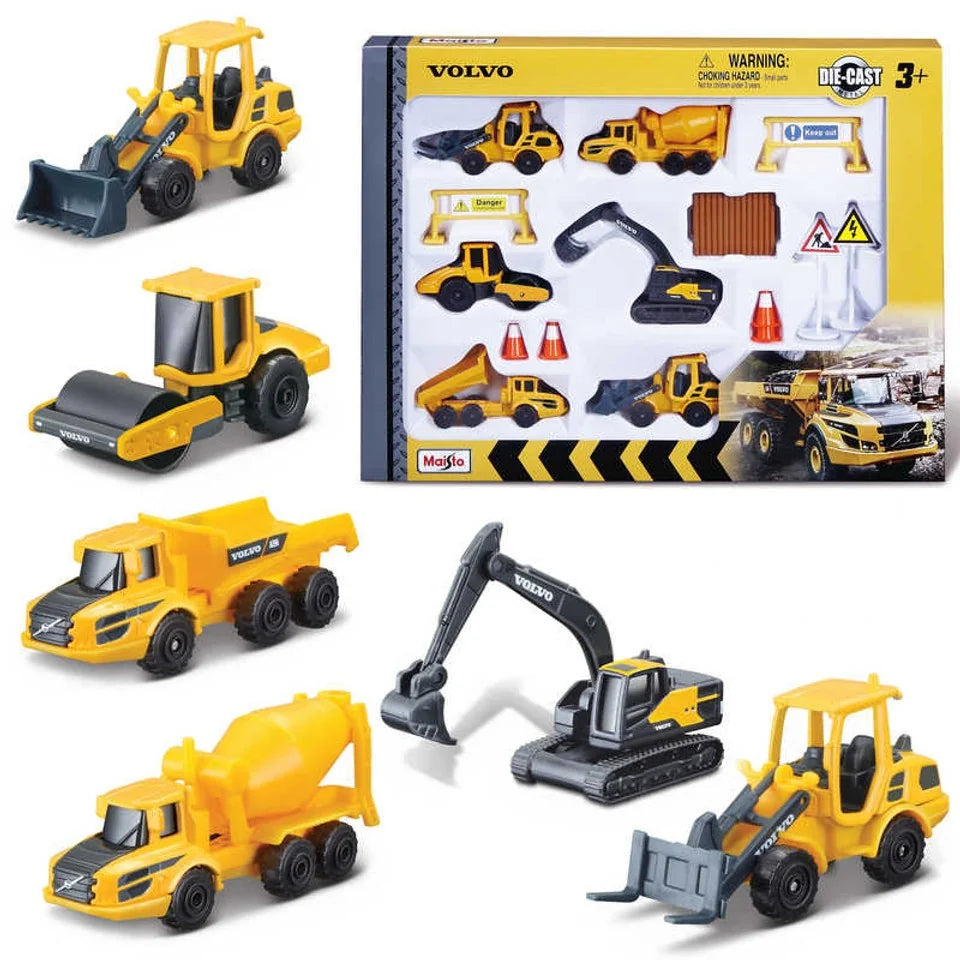 Volvo construction set box with die-cast vehicles and accessories in Ireland