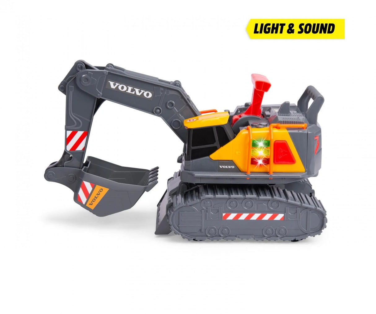 Volvo Power Excavator construction toy with flashing lights and sound feature for kids