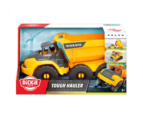 Volvo Tough Hauler dump truck by Dickie Toys displayed in original retail packaging box