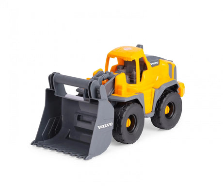 Dickie Toys Volvo Tough Loader wheel loader with yellow body and large grey front shovel