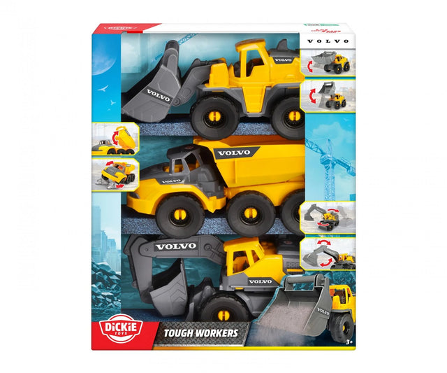 Dickie Toys Volvo Tough Work Force boxed set with excavator, dump truck and wheel loader in Ireland
