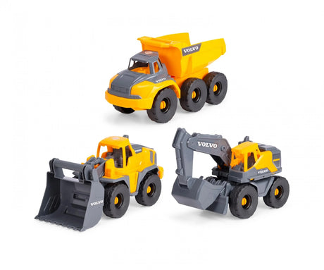 Dickie Toys Volvo Tough Work Force toy vehicles set showing excavator, dump truck and loader in Ireland