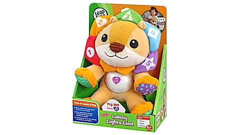 VTech Lullaby Lights Lion plush toy in packaging with number buttons on mane – Ireland