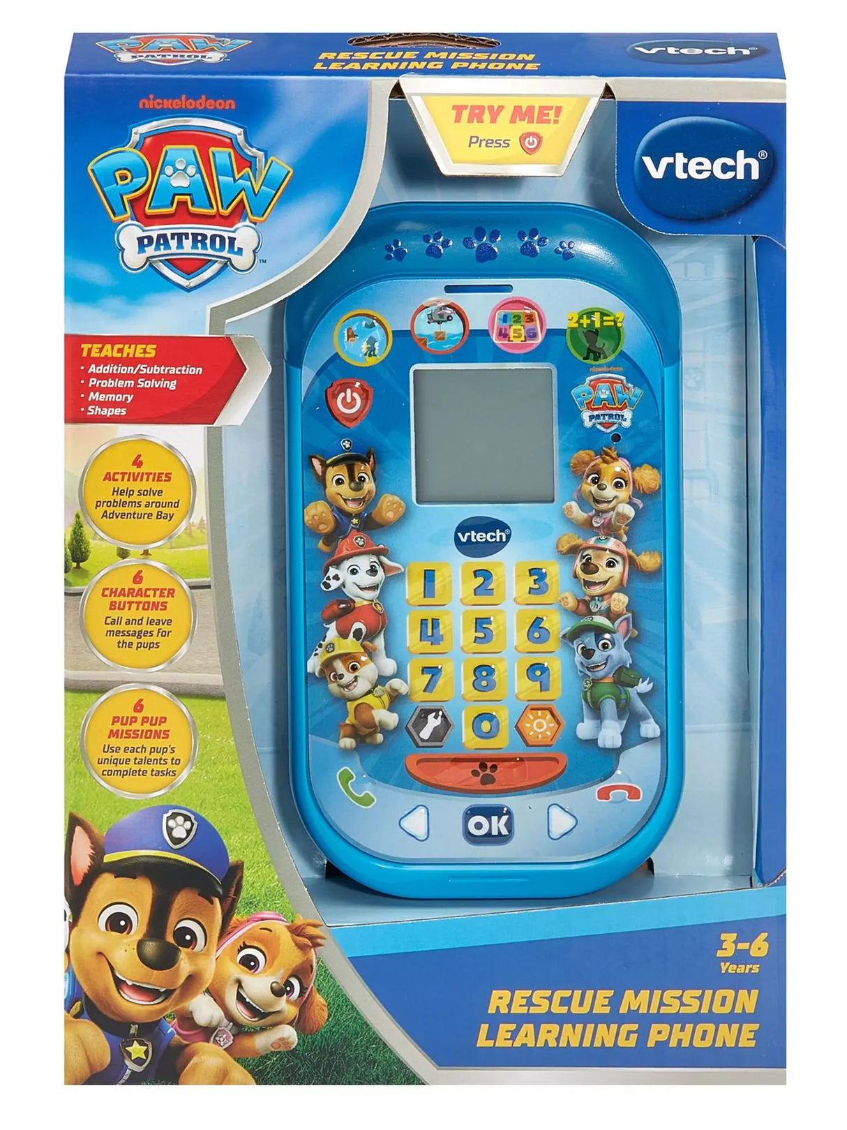 Box packaging of VTech PAW Patrol Rescue Mission Learning Phone – Ireland.