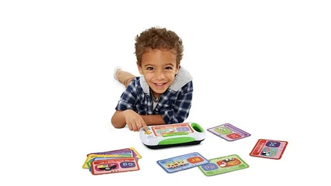 Child playing with VTech Slide-to-Read ABC Flash Cards and colourful alphabet cards – Ireland