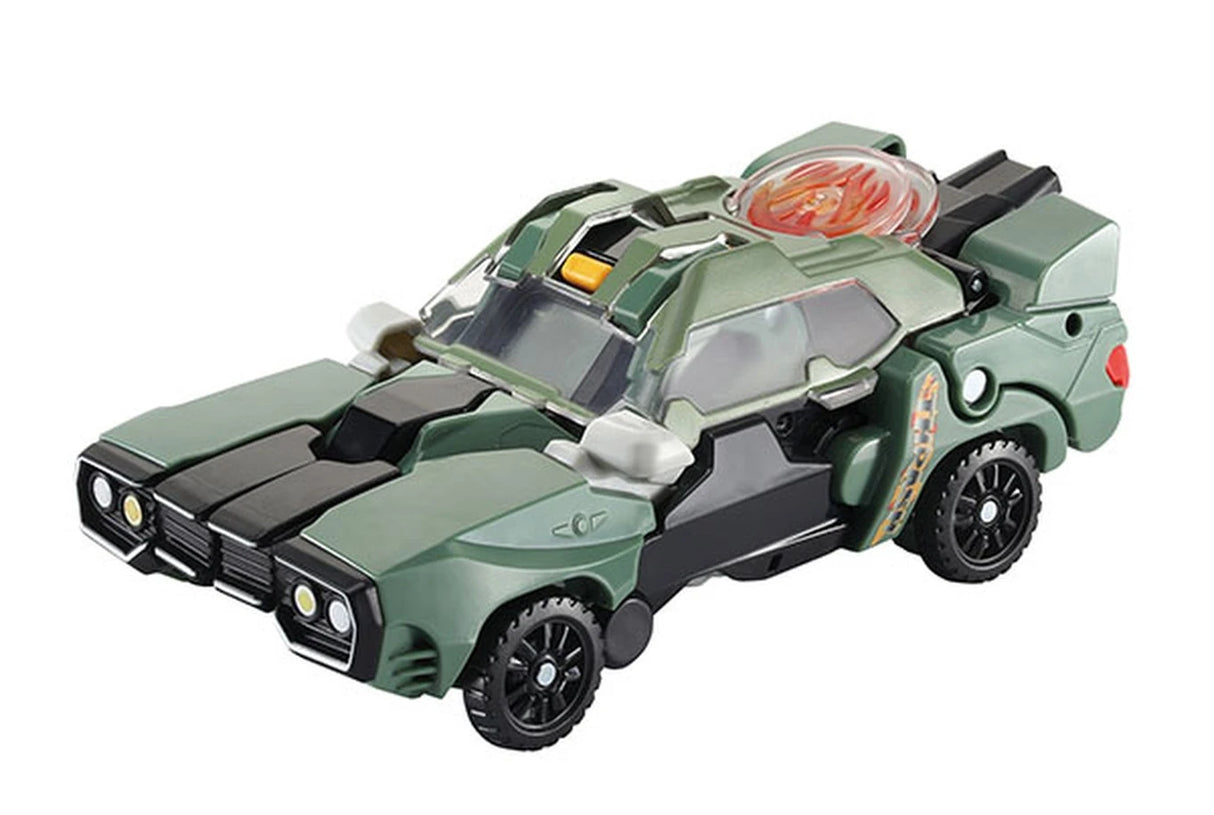 VTech Switch & Go Dinos Thrash the T-Rex in green car mode with black wheels and red disc on top