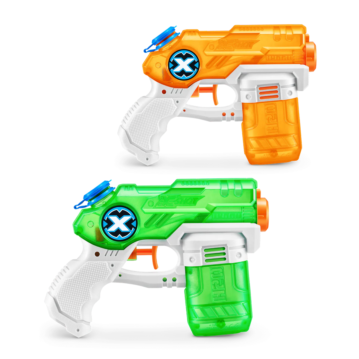 Orange and green X-Shot Stealth Soaker water blasters