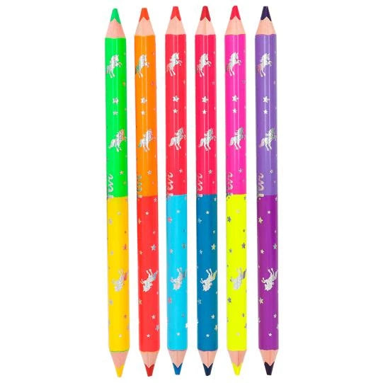 Six Ylvi double tip colouring pencils shown in a colour lineup