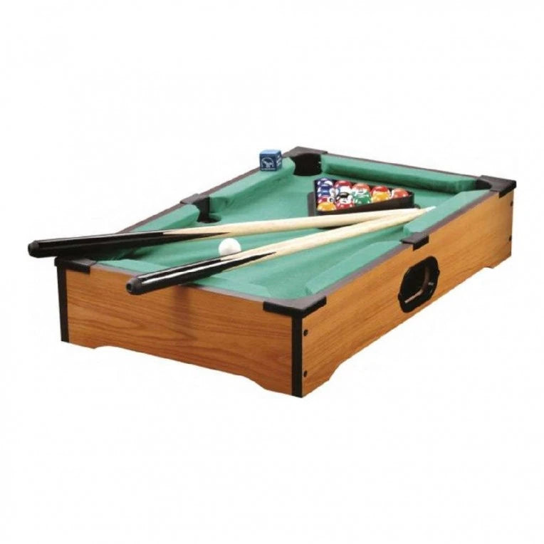 Ywow Gamez tabletop pool table with cues, balls and triangle rack