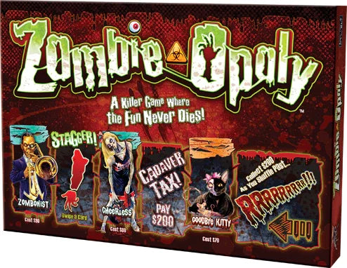 Zombie Opoly board game box with undead artwork and zombie theme in Ireland