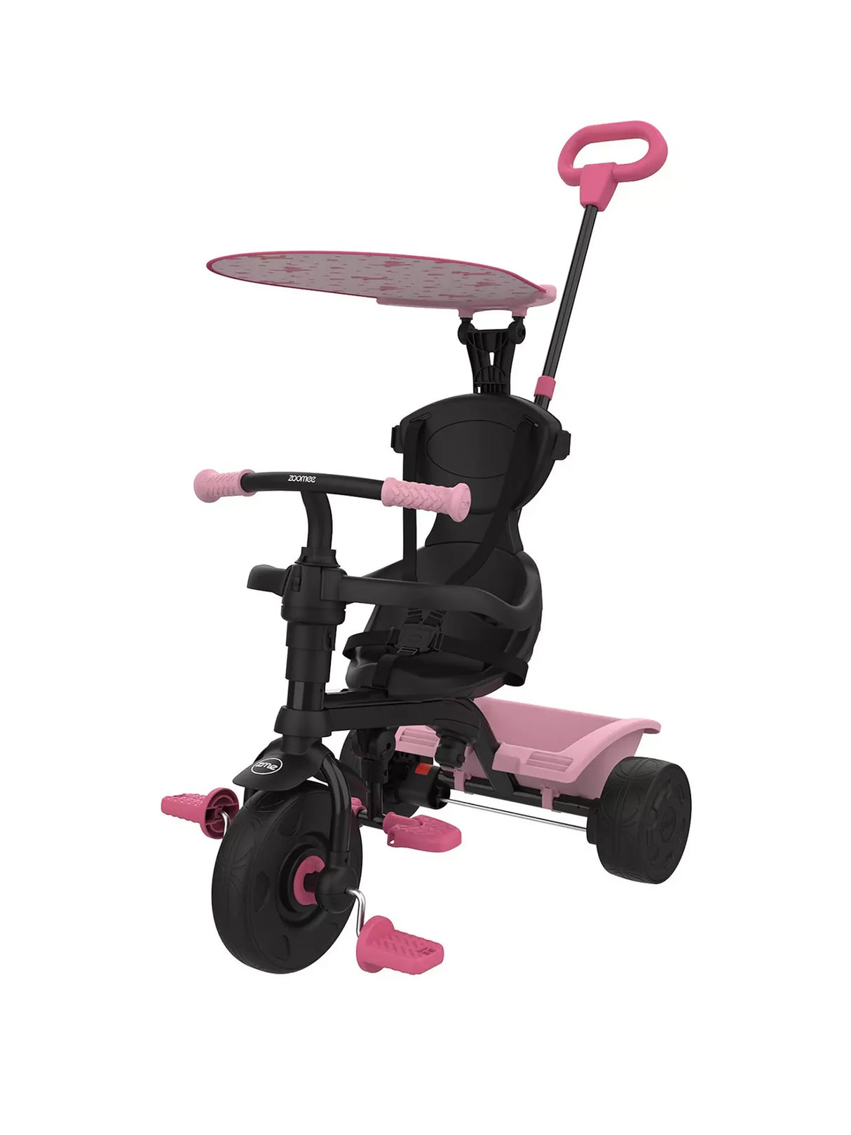 Zoomee 4 in 1 Unicorn Dream Trike with pink handles and unicorn canopy