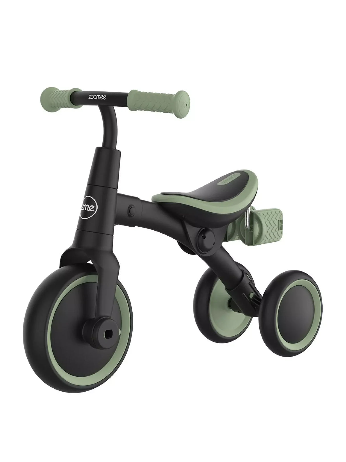 Zoomee Balance Bike to Trike in Forest Green with pedals and training wheels