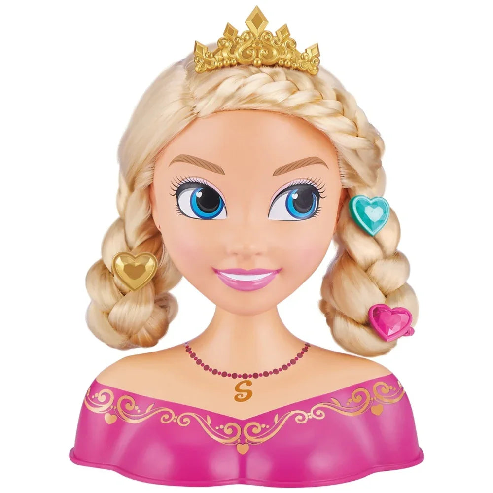 Close-up of Sparkle Girlz Styling Head with tiara and braids – Ireland