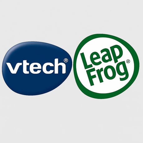 VTech and LeapFrog logos side by side on a light grey background, clearly spaced and sharp – Ireland.