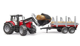 Bruder Massey Ferguson with Frontloader and Timber Trailer