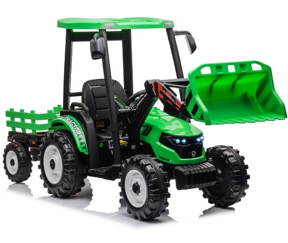 12V Ride On Tractor and Trailer With Roof and Front Loader