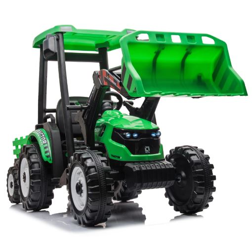 12V Ride On Tractor and Trailer With Roof and Front Loader