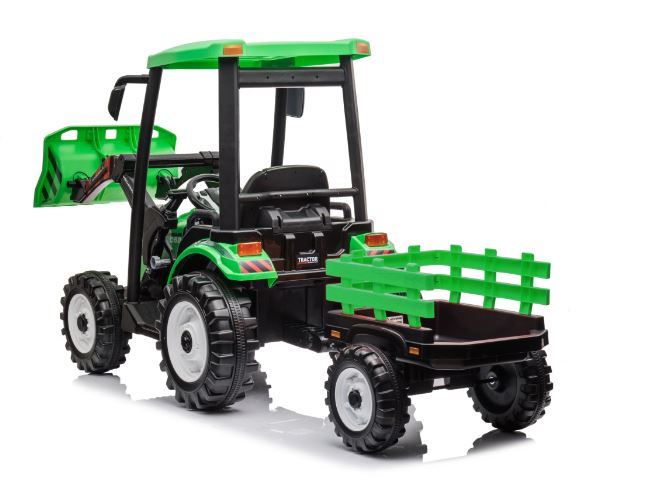 12V Ride On Tractor and Trailer With Roof and Front Loader