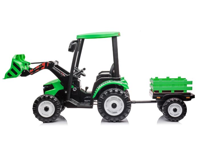 12V Ride On Tractor and Trailer With Roof & Front Loader
