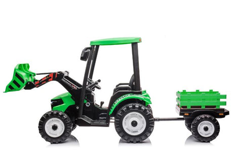 12V Ride On Tractor and Trailer With Roof & Front Loader