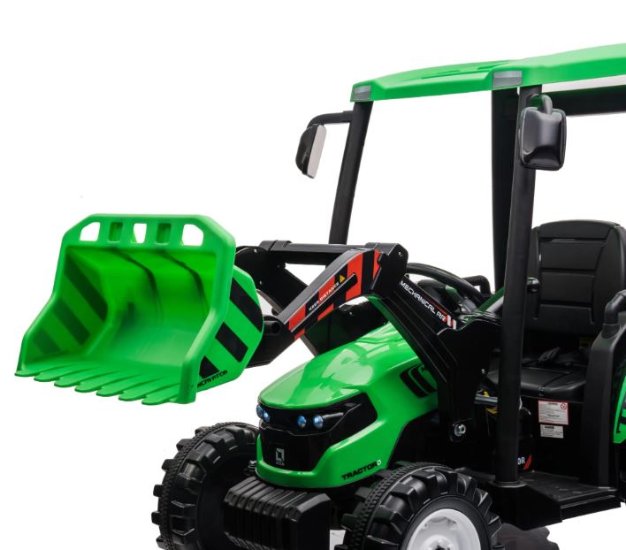12V Ride On Tractor and Trailer With Roof and Front Loader