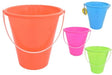 22.5cm Round Neon Colour Bucket image showing a large orange bucket with smaller blue, pink and green bucket colour examples