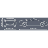 COBI Maserati GranCabrio model dimensions showing 14 cm length, 6.5 cm width and 4 cm height