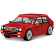 Red COBI Lancia Delta HF building block model viewed from the front and side