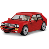 Red COBI Lancia Delta HF building block model viewed from the front and side