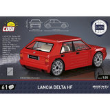 COBI Lancia Delta HF rear packaging panel with red model car viewed from the back and side