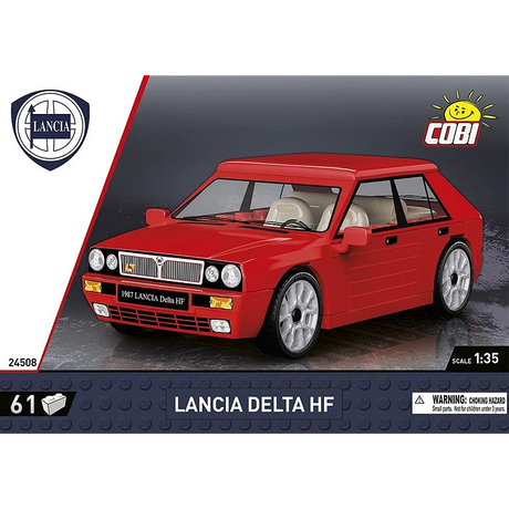 COBI Lancia Delta HF 61 piece building set front packaging panel with red model car