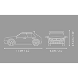 COBI Lancia Delta HF Integrale dimensions showing 11 cm length, 6 cm width and 4.5 cm height