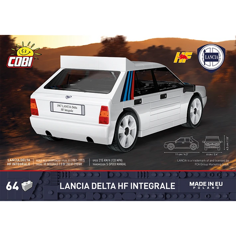 COBI Lancia Delta HF Integrale rear packaging panel with model car and product details