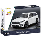 COBI Škoda Enyaq RS 92 piece building set box front with white model car