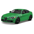 Green COBI Alfa Romeo Giulia Quadrifoglio model viewed from the front and side