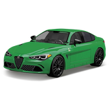 Green COBI Alfa Romeo Giulia Quadrifoglio model viewed from the front and side