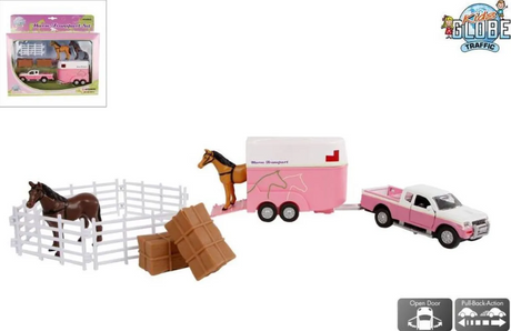Kids Globe Pink Mitsubishi Horse Transport Set