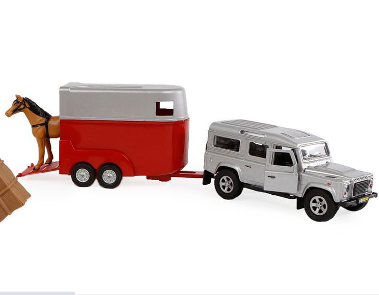 Kids Globe Land Rover with Trailer and 2 Horses