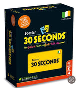 30 Seconds Booster Irish Edition box shown at an angle with dark green packaging, yellow 30 SECONDS logo, Irish flag badge and yellow booster card graphic on the front