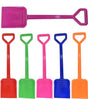 45cm Plastic Sand Spade assorted colours display showing six plastic spades in purple, red, green, pink, blue and orange