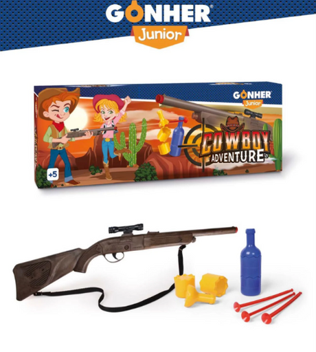 Image of Gonher Junior Cowboy Adventure Dart Gun & Bottle Targets