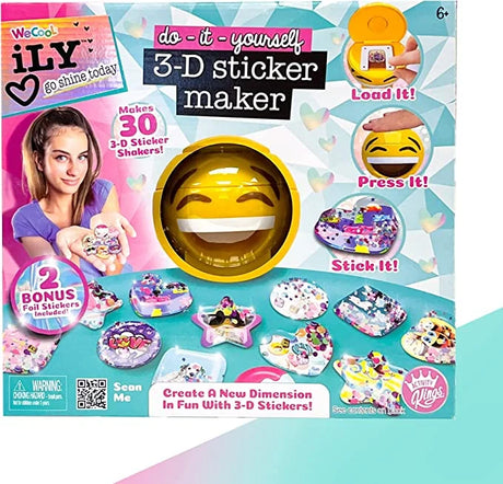 Activity Kings ILY 3D Sticker Maker alternate box packaging showing 30 sticker creations – Ireland.