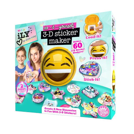 Activity Kings ILY 3D Sticker Maker box front with emoji press and sticker designs – Ireland.