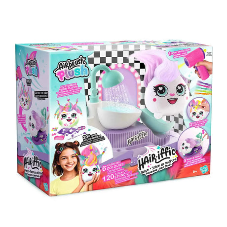 Airbrush Plush Hair’iffic Salon box with styling setup, accessories, and plush character – Ireland