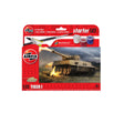 Airfix Tiger I Starter Set box showing Tiger tank illustration, Airfix branding, Starter Set text and included paint, brush and cement pictured on the packaging