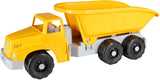 Yellow Androni Giant Trucks dump truck with grey chassis and black wheels