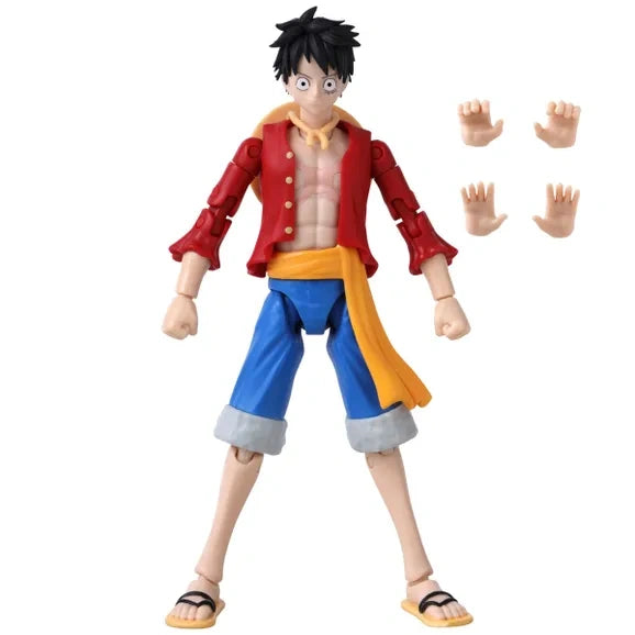 Anime Heroes Monkey D. Luffy figure displayed with interchangeable hand accessories